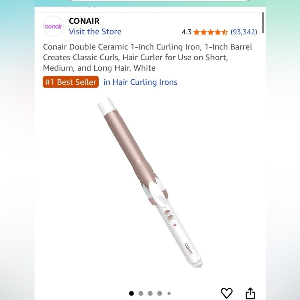 Conair Curling Iron in White and Rose Gold